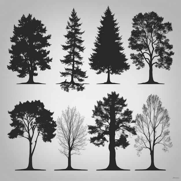 Vecteur arrière-plan vectoriel des silhouettes d'arbres