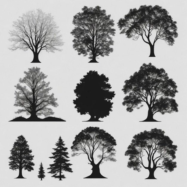 Vecteur arrière-plan vectoriel des silhouettes d'arbres
