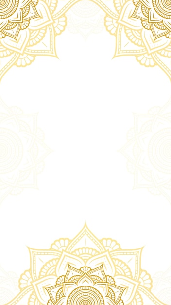 Arrière-plan Vectoriel Vertical Blanc De Rayonnement Céleste Avec Contour Mandala élégance Dans La Décoration Dorée