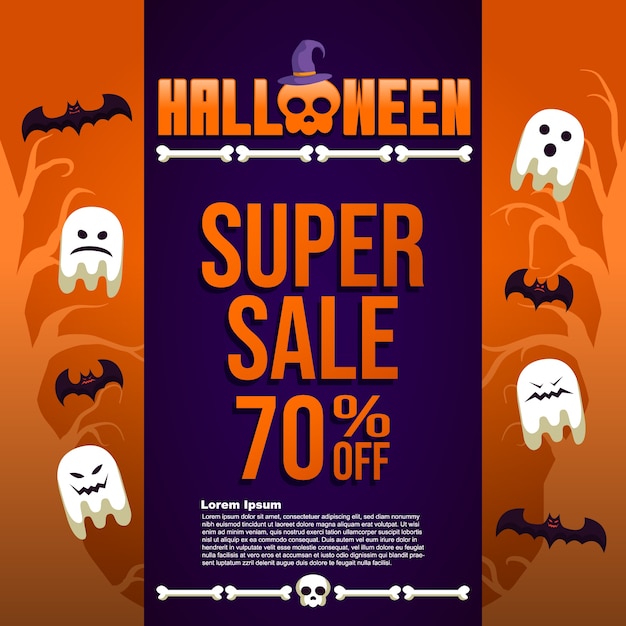 Arrière-plan De Vente Halloween Truc Ou Traiter Super Vente Modèle De Bannière Post