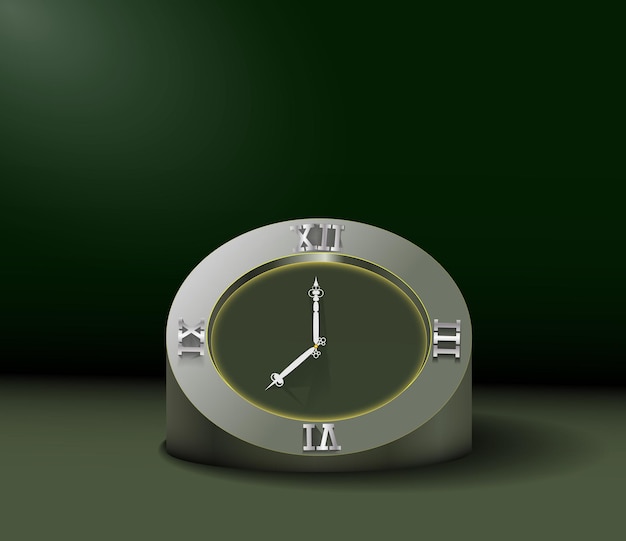 Arrière-plan vert blanc dans le style du podium de l'horloge 3D