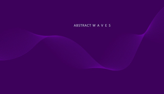 Arrière-plan violet avec des lignes d'ondes fluides Concept de technologie futuriste Illustration vectorielle