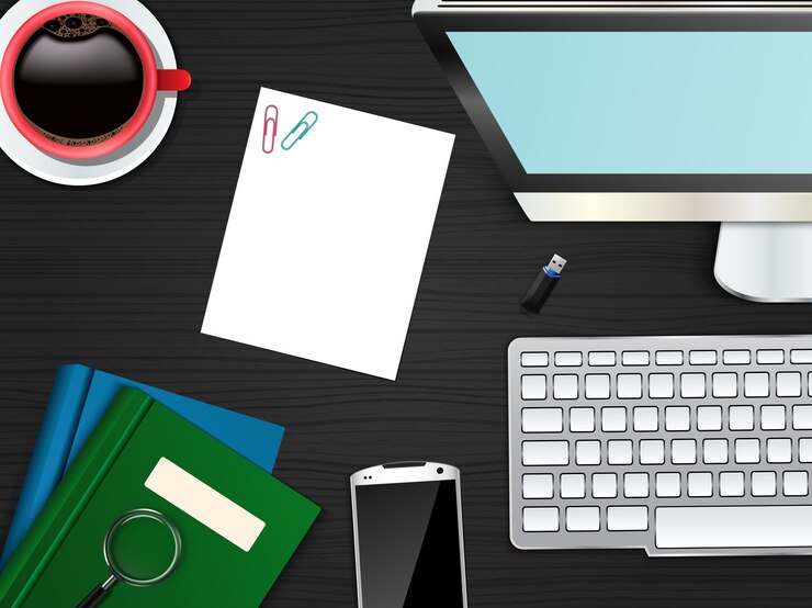 Vecteur arrière-plan de vue de bureau de bureau de travail