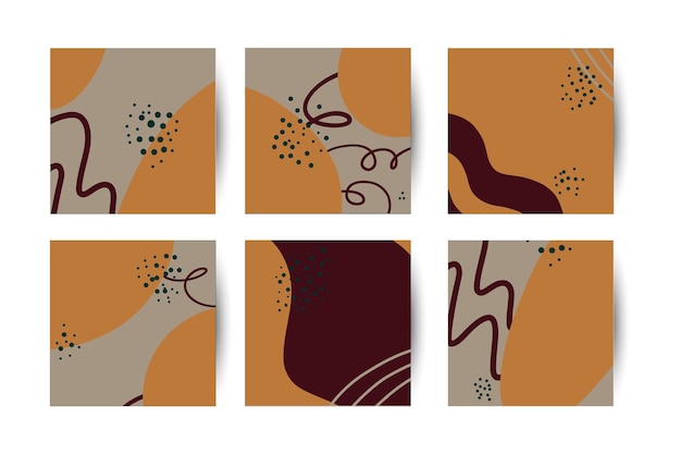 Vecteur arrière-plans bruns carrés abstraits ensemble vectoriel de modèles pour cartes postales et affiches de réseaux sociaux