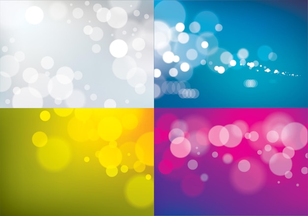 Arrière-plans flous flous. Textures effet bokeh. Beau jeu d'illustrations abstraites vectorielles. Des abstractions parfaites avec un espace de copie pour le texte.