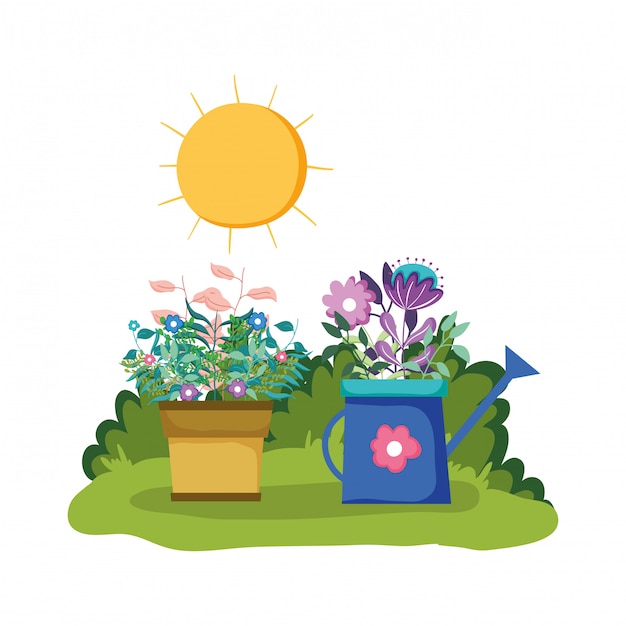 Arroseur de jardin avec plante d&#39;intérieur dans le parc