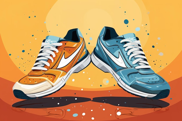 Vecteur art de baskets aquarelle dessiné à la main une fusion de couleurs et de techniques d'éclaboussure