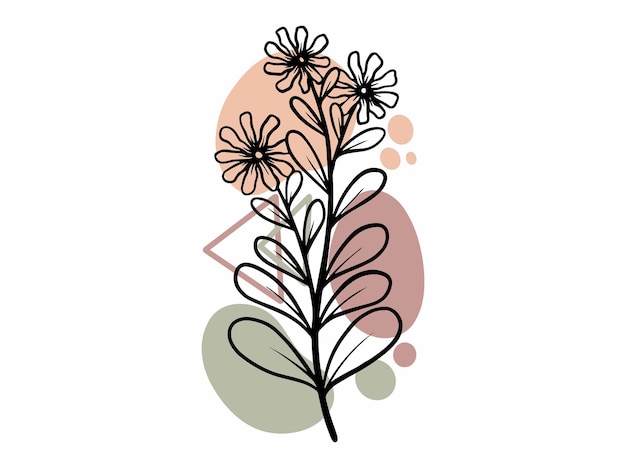 Vecteur art botanique à la ligne illustration abstraite de fleurs
