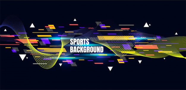 Art coloré abstrait pour le fond sportif. Particules dynamiques