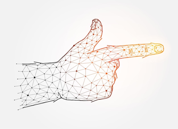 Art Conceptuel Du Geste De Prise De Vue à La Main. Illustration Vectorielle Polygonale De Pistolet à Doigt Sur Fond Blanc