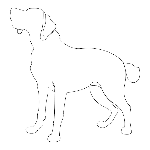 Vecteur art continu en ligne unique du chien dessin en ligne mignon du chien vectoriel et illustration contour du chien