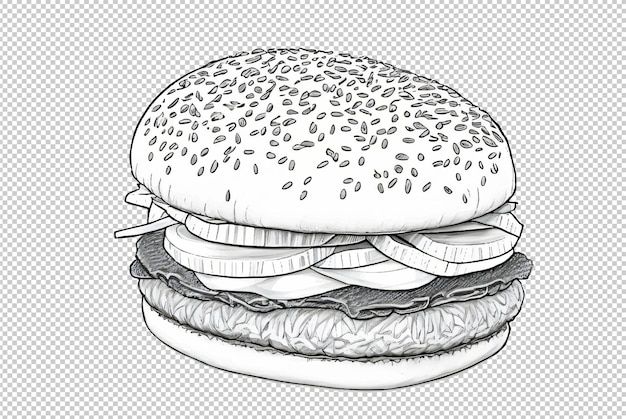 Vecteur art de croquis de hamburger sur fond transparent