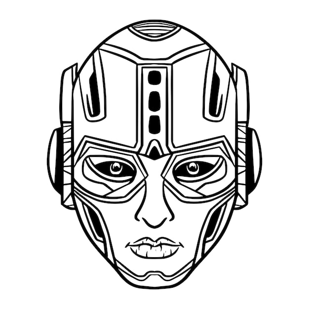 Art du contour de la tête robotique futuriste