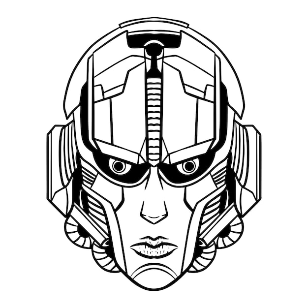 Art du contour de la tête robotique futuriste