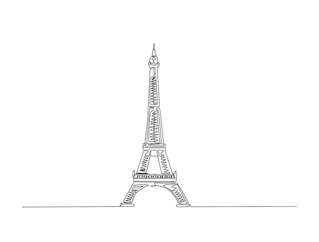 Art du dessin en ligne continue de la tour Eiffel de Paris
