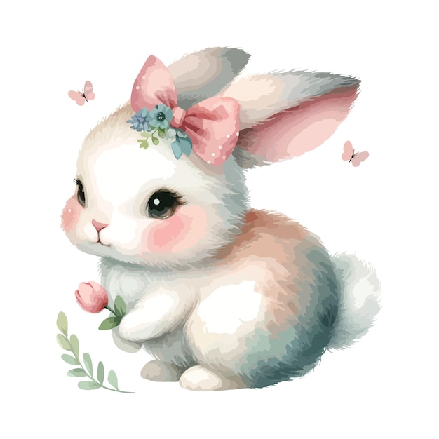 Vecteur l'art du lapin à l'aquarelle de pâques