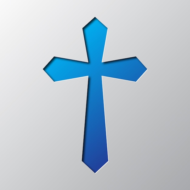 Art du papier de la croix chrétienne bleue Illustration vectorielle