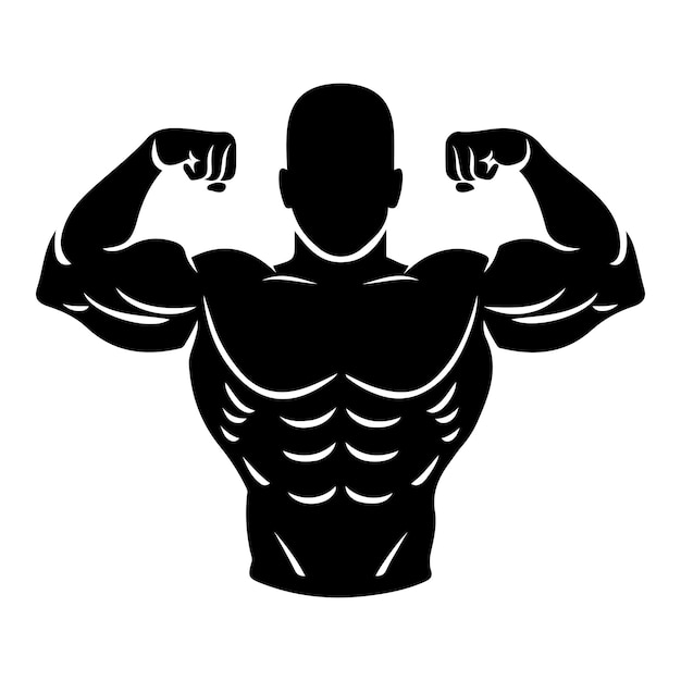 art fitness biceps boucles silhouette conception vectorielle