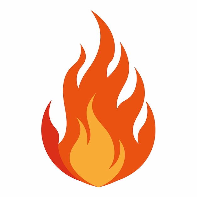 Art des flammes de feu sur fond blanc
