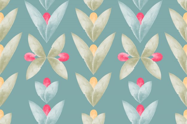 Art Floral Seamless Pattern Avec Aquarelles Fleurs Et Feuilles.