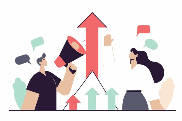 Art d'illustration de concept de marketing sur fond blanc