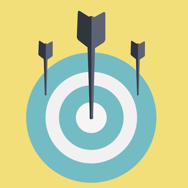 Vecteur art illustration design concept symbole icône logo stratégie de ciblage cible de fléchettes