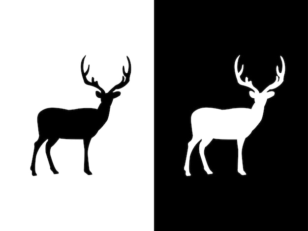 Art Illustration Design Concpet Icône Noir Blanc Logo Isolé Symbole De Cerf