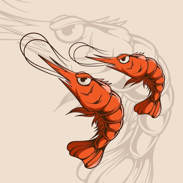 Vecteur art d'illustration d'icône de vecteur de crevettes