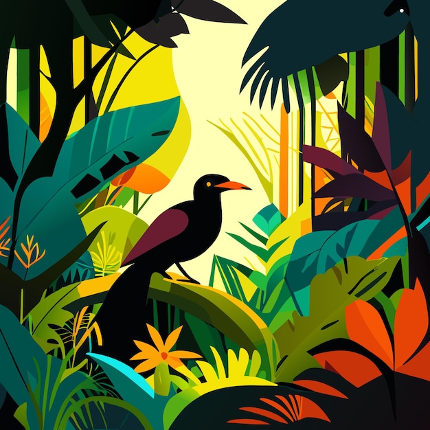 Art D'illustration De Jungle D'oiseau