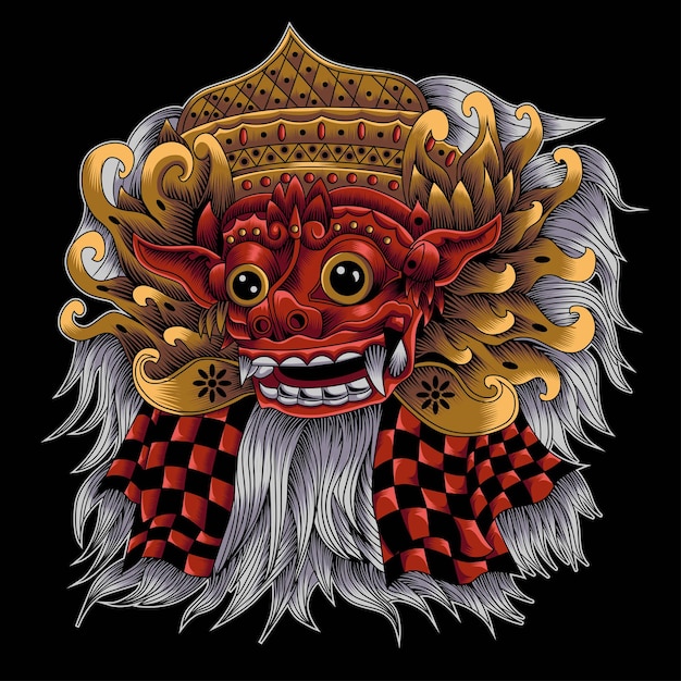 Vecteur art d'illustration de masque balinais barong