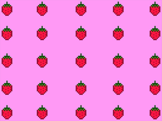 Vecteur art illustration oeuvre pixel caractère icône symbole design pattern fruits concept ensemble de fraise