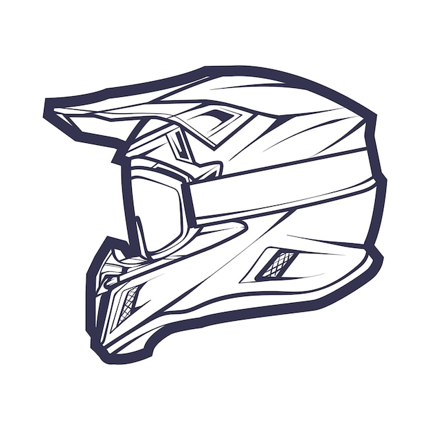 Vecteur art de ligne casque de moto isolé sur illustration vectorielle de fond blanc