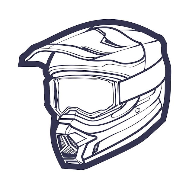 Vecteur art de ligne casque de moto isolé sur illustration vectorielle de fond blanc