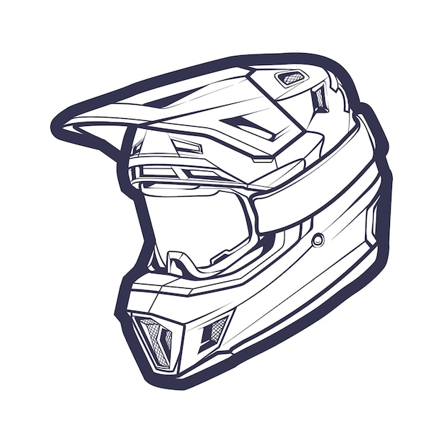 Vecteur art de ligne casque de moto isolé sur illustration vectorielle de fond blanc