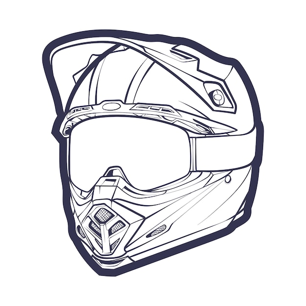 Vecteur art de ligne casque de moto isolé sur illustration vectorielle de fond blanc