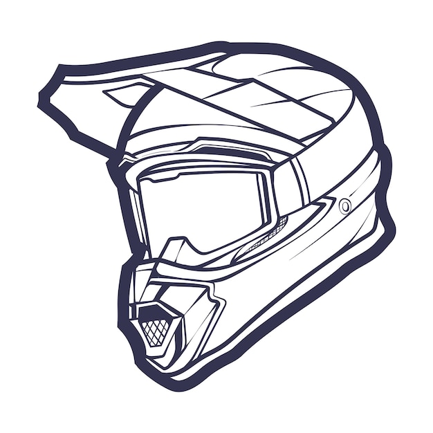 Vecteur art de ligne casque de moto isolé sur illustration vectorielle de fond blanc