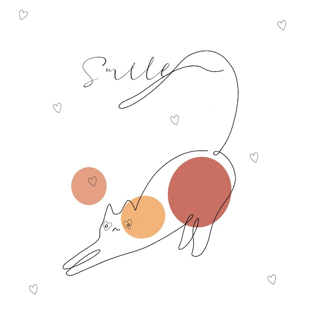 Art de ligne de chat avec le mot sourire
