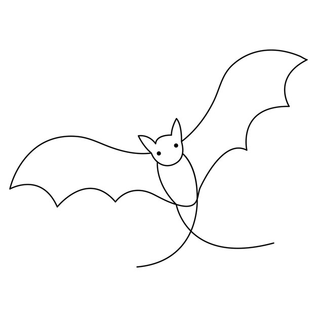 Vecteur l'art en ligne continue est une illustration vectorielle de dessin de chauve-souris mignonne.