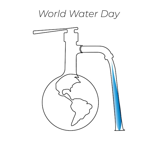 Vecteur art en ligne continue de la journée mondiale de l'eau et illustration vectorielle d'un contour de goutte d'eau en ligne