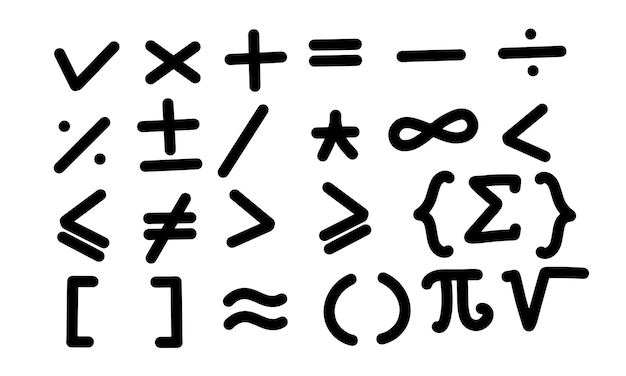 Vecteur art de ligne dessiné à la main symboles mathématiques vectoriel