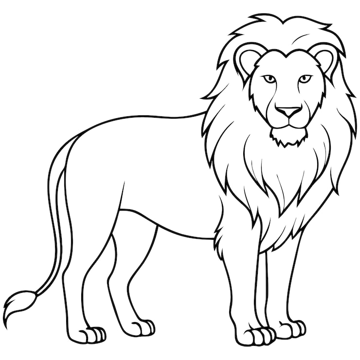 Vecteur l'art de la ligne du lion