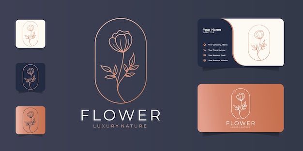 Art De Ligne Minimaliste Fleur Abstraite Beauté, Mode, Rose, Cosmétique Et Carte De Visite