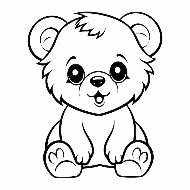 Vecteur art de ligne simple un ours mignon dans le style vectoriel