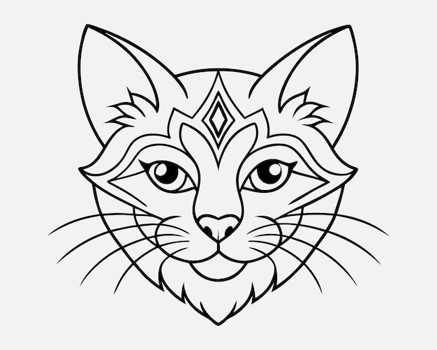 Art de la ligne de tête du chat