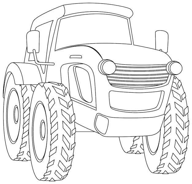 Vecteur art de la ligne de tracteur de dessins animés amicaux