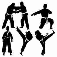 Vecteur art martial ou karaté silhouettes illustration vectorielle