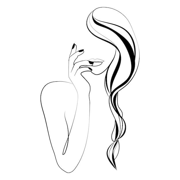 Art Minimal Femme Visage Abstrait Dessin Au Trait Vector..fashion Minimal Print.beauty Logo