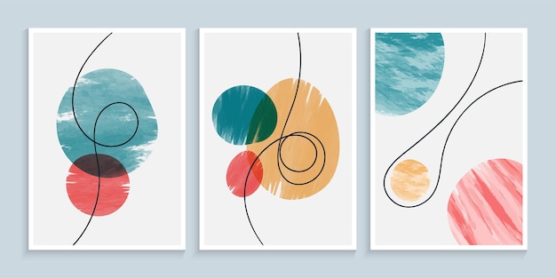 Art De Mur De Formes D'aquarelle Avec La Ligne Dessinée à La Main