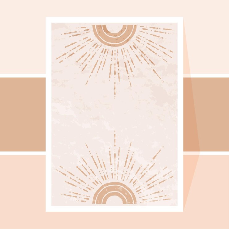 Art mural boho double soleil dessiné à la main