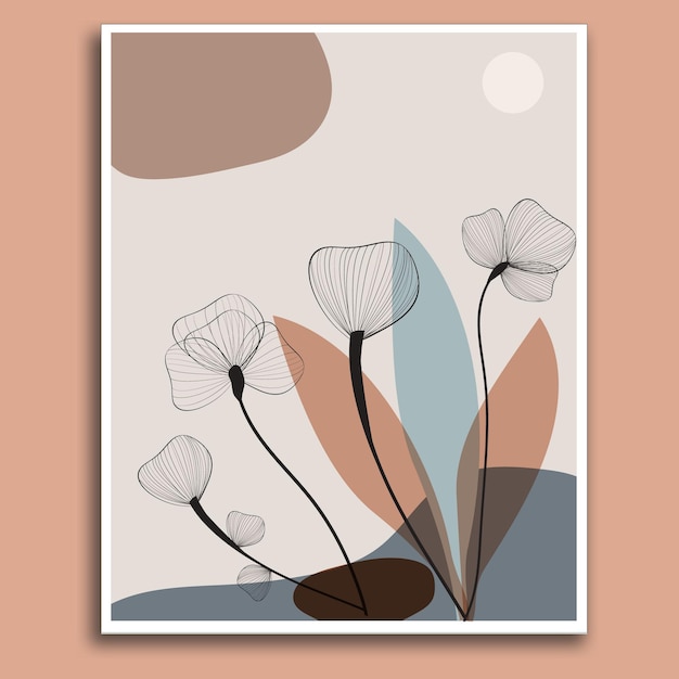 Art mural minimaliste moderne. Impressions géométriques abstraites pour l'art mural boho, dessin au trait pour Esty, vecteur.
